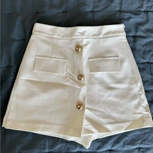 ZARA White Skort with Gold Buttons